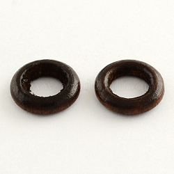 Donut Wooden Linking Rings, Dyed, Lead Free, Coconut Brown, 12x4mm, Hole: 6mm