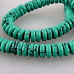 Synthetic Turquoise Heishi Beads Strands, Dyed, Flat Round/Disc, MediumSea Green, 8x3mm, Hole: 2mm, about 100pcs/strand, 12.4inch