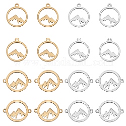 Kit de recherche de fabrication de bijoux de bricolage, dont 201 breloques en acier inoxydable et connecteurs de lien, bague avec montagne, or et acier inoxydable Couleur, 16 pcs / boîte