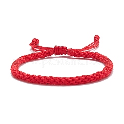 Bracelet cordon tressé en nylon, bracelet d'amitié porte-bonheur ajustable pour femme, rouge, diamètre intérieur: 2~3 pouce (5~7.5 cm)