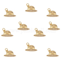 Ciondoli in ottone con micro pavé di zirconi da 10 pezzo, con anelli di salto, oro, cappello, chiaro, 11x19x3.5mm, anello di salto: 5x1 mm, 3mm diametro interno 