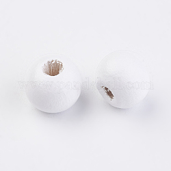 Des perles en bois naturel, teinte, ronde, blanc, 8x7mm, Trou: 2~3mm