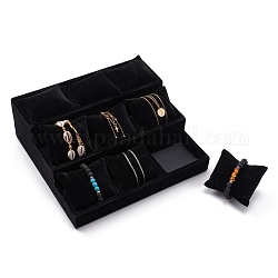 Velluto gioielli cuscino visualizzazione orologio da polso, Espositore per gioielli con braccialetti con cuscini a 3 griglia e livello 9, nero, 270x245x95mm