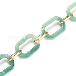 Cadenas de clips de acrílico hechos a mano, con enlaces de cable de aluminio, para la fabricación de la joya, la luz de oro, verde lima, link: 22.5x15x3 mm y 15x8x2 mm, 39.37 pulgada (1 m) / hebra