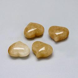 Piedra de palma de corazón de aventurina amarilla natural, piedra de bolsillo para la meditación de equilibrio de energía, 20~21x25~25.5x13~14mm