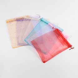 Organza Bags, with Ribbons, Rectangle, Mixed Color, 25x18cm