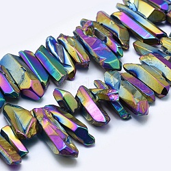Chapelets de perles de cristal de quartz naturel électrolytique, pépites, colorées, 17.5~34x4~10mm, Trou: 1mm, environ 15.5 pouce (39.4 cm)