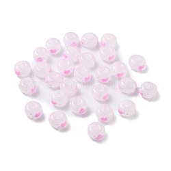 Abalorios de la semilla de cristal, plano y redondo, rosa perla, 10x6mm, agujero: 3 mm