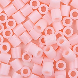 1 caja de 5 mm melty beads pe diy fusibles recambios para niños, tubo, rosa, 5x5mm, agujero: 3 mm, aproximamente 500 unidades / caja
