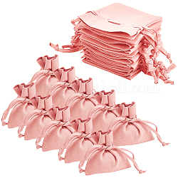 Pochettes d'emballage en tissu microfibre nbeads, pour bijoux, sacs à cordonnet, rose, 6.9~7.5x7.5x0.4 cm