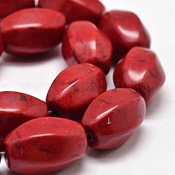 Синтетические нити бирюзового бисера, овальные, окрашенные, красные, 20x13 мм, отверстие : 1 мм, Около 226 шт / 1000 г