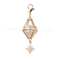 Decoraciones colgantes de perlas de concha de latón, diamante con estrella, dorado, 52mm