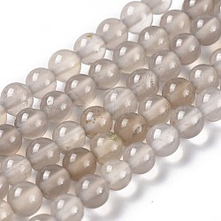 Gris agate brins de perles naturelles, ronde, Grade a, 4mm, Trou: 0.5mm, Environ 96~104 pcs/chapelet, 15.7 pouce