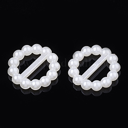 ABS Kunststoffimitation Perle Perlenschnallen, Flachrund, creme-weiß, 15x3 mm, Bohrung: 3.5x8 mm