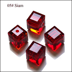 Perles d'imitation cristal autrichien, grade AAA, facette, cube, rouge foncé, 8x8x8 mm (taille dans la plage d'erreur de 0.5~1 mm), Trou: 0.9~1.6mm