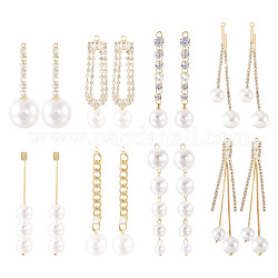 Biyun 16pcs 8 pendentifs en laiton de style, avec perles de résine et strass en cristal, pour création de la boucle d'oreille , pour femme, ronde, or clair, 2 pièces / style