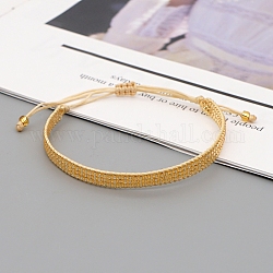 Miyuki Samen geflochtenes Perlenarmband, Freundschaftsarmband mit flachem Band für Frauen, Gelb, 11 Zoll (28 cm)