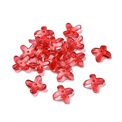 Glasperlen, für Schmuck machen, Blume, rot, 9.5x9.5x3.5 mm, Bohrung: 1 mm