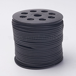 Корейский искусственный замшевый корд, искусственная замшевая кружева, с ПУ кожаный, чёрные, 3x1.5 мм, около 100 ярдов / рулон (300 фута / рулон)