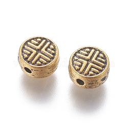 Antico perline di metallo dorato tibetani, piombo & cadimo libero, 6.3mm di diametro, 3.5 mm di spessore, Foro: 1 mm