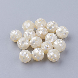 Cuentas de concha natural de blanco, Madre perla cuentas de concha, redondo, color de concha, 12mm, agujero: 1 mm