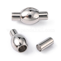 Cierres magnéticos lisos 304 de acero inoxidable con extremos para pegar, oval, color acero inoxidable, 16x8mm, agujero: 3 mm