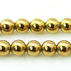 Non magnetici perle ematite sintetico fili, tondo, oro, 8mm, Foro: 1 mm, circa 53pcs/filo, 15.7 pollice