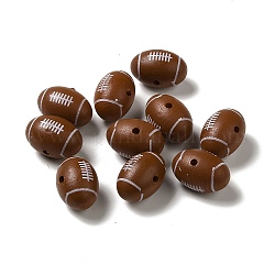 Perline di legno schima, rugby, sella marrone, 19x12.5x13mm, Foro: 2.2 mm