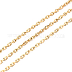Vacuum Plating 304 Stainless Steel Cable Chains, with Spool, Soldered, Real 18K Gold Plated, 3x2x0.5mm, 10.93 yards(10m)/roll