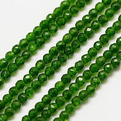 Taiwán naturales hebras de abalorios de jade, teñido, reronda facetas, 2mm, agujero: 0.8 mm, aproximamente 190 pcs / cadena, 16 pulgada