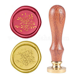 CRASPIRE Wax Seal Stamp Cherry Blossom, Retro Sealing Wax Stamp Flower Pattern with 25mm Removable Brass Head Wooden Handle for Envelope Card Package Decoration