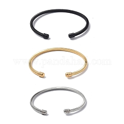 304 bracelet manchette ouvert en acier inoxydable avec perle ovale, bracelet de torsion de corde de torsion pour des femmes, couleur mixte, diamètre intérieur: 2-3/8 pouce (5.9 cm)