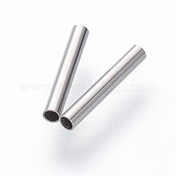 Perlas de tubo de 304 acero inoxidable, color acero inoxidable, 10x1.5mm, agujero: 1 mm