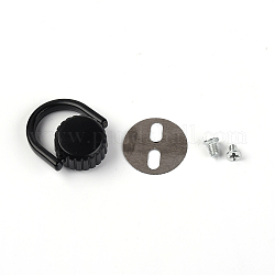 Anneau de levage de sac en alliage de zinc, avec vis en fer et cale, électrophorèse noir, 0.5~2.5x0.5~2x0.04~0.9 cm, trou: 2.5 mm et 6x3 mm, 4 pièces / kit