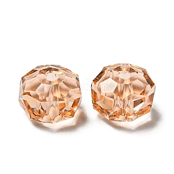 Perles en verre transparentes, facette, rondelle, Light Peach, 6x4mm, Trou: 1.2mm