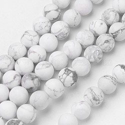 Chapelets de perles en howlite naturelle, mat, ronde, 10mm, Trou: 1mm, Environ 39 pcs/chapelet, 15.3 pouce