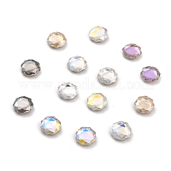 K5 Faceted Glass Rhinestone Cabochons, Flat Back & Back Plated, Flat Round, Mixed Color, 8x8x3mm