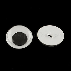 En blanco y negro de plástico meneo ojos saltones botones de artesanía de scrapbooking diy accesorios de juguete, negro, 10x4.5mm, agujero: 1 mm
