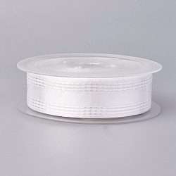 Ruban satin polyester simple face, avec bord de texture, blanc, 1-1/2 pouces (38 mm), environ 50yards / rouleau (45.72m / rouleau)