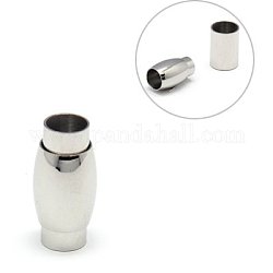 304 Magnetverschluss aus Edelstahl mit Klebeenden, Oval, Edelstahl Farbe, 20x9 mm, Bohrung: 6 mm