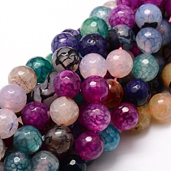 Gefärbt natürliche Achat facettierte runde Perlen-Stränge, Farbig, 10 mm, Bohrung: 1 mm, ca. 38 Stk. / Strang, 14.5 Zoll