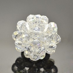 Perle tessute rotonde di cristallo di vetro trasparente, perline a grappolo, chiaro, 27mm, perline: 8 mm