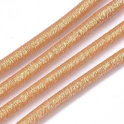 Pvc tubular cordón de caucho sintético, tubo hueco, con polvo del brillo, naranja, 4mm, agujero: 1.8 mm, alrededor de 54.68 yarda (50 m) / paquete