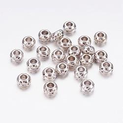 Perles en alliage de style tibétain, baril, sans plomb, sans cadmium et sans nickel, baril, argent antique, longueur d'environ 5 mm ,  largeur de 8 mm, Trou: 3.5mm