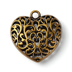 Tibetan Style Alloy Pendants, Cadmium Free & Nickel Free & Lead Free, Large Heart Pendant for Long Necklace, Antique Bronze, 51x50x17mm, Hole: 5mm