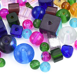 Perle di vetro, forme misto, con contenitori di perline acriliche a colonna, colorato, 4.5~9x4.5~9x4~8.5mm, Foro: 1.2~1.6 mm, scatola: 85x85x85 mm