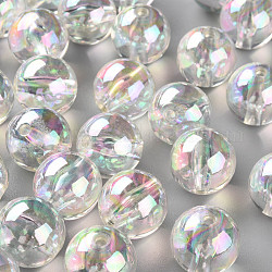 Perles en acrylique transparente, de couleur plaquée ab , ronde, clair, 20x19mm, Trou: 3mm, environ 111 pcs/500 g