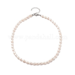 Collier de perles naturelles avec 304 fermoir en acier inoxydable pour femme, couleur de coquillage, 14.96 pouce (38 cm)