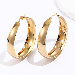 Stainless Steel Hoop Earring for Women, Ring, Golden, No Size