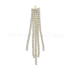 Alloy with Rhinestone Cup Chains Tassel Pendants, Golden, 68x10.5mm, Hole: 1.6mm
